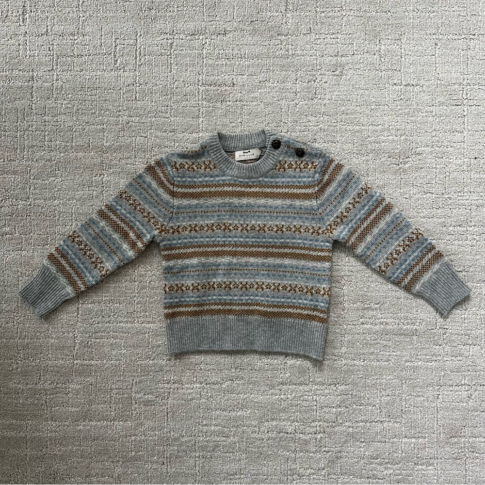 Cyrillus Gray Fair Isle Crewneck Sweater